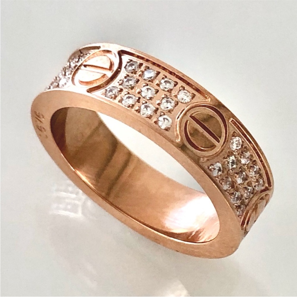 Pavé Screw Ring Pink Rose Gold